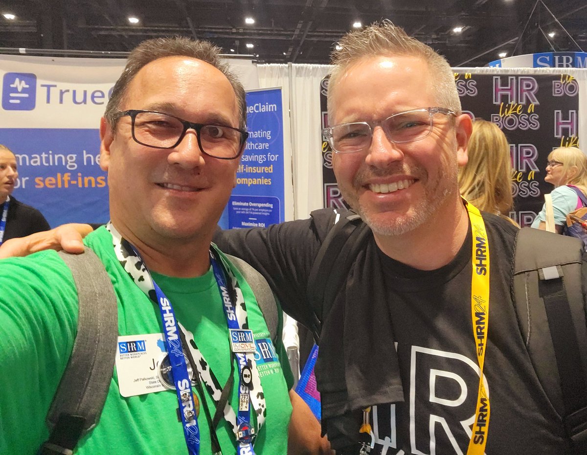 JeffPally's tweet photo. After appearing on his podcast and stalking each other over our socials, I finally met The Bossman, @JohnBernatovicz, at his #HRLikeABoss "Willory" booth at the @SHRM Annual Conference and Expo! Check out his session today! #SHRM24 #SHRM24Influencer #Swifties4HR https://t.co/x0N1r4LbQQ