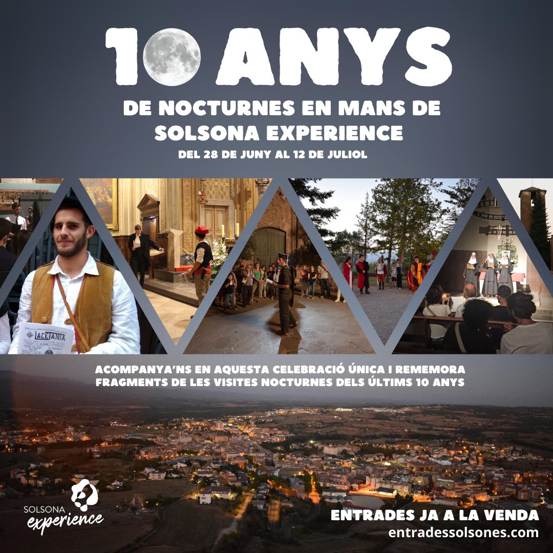 solsoexperience's tweet photo. 💫 Totes les nits d'estiu són màgiques, però...

💭 I si poguessis rememorar fragments de les visites nocturnes dels últims 10 anys en una sola nit?

📆Del 28 de juny al 12 de juliol, no et perdis "10 anys de nocturnes en mans de Solsona Experience"

🎟️ https://t.co/YuZcJpxE9h https://t.co/U0iaVF7tdn