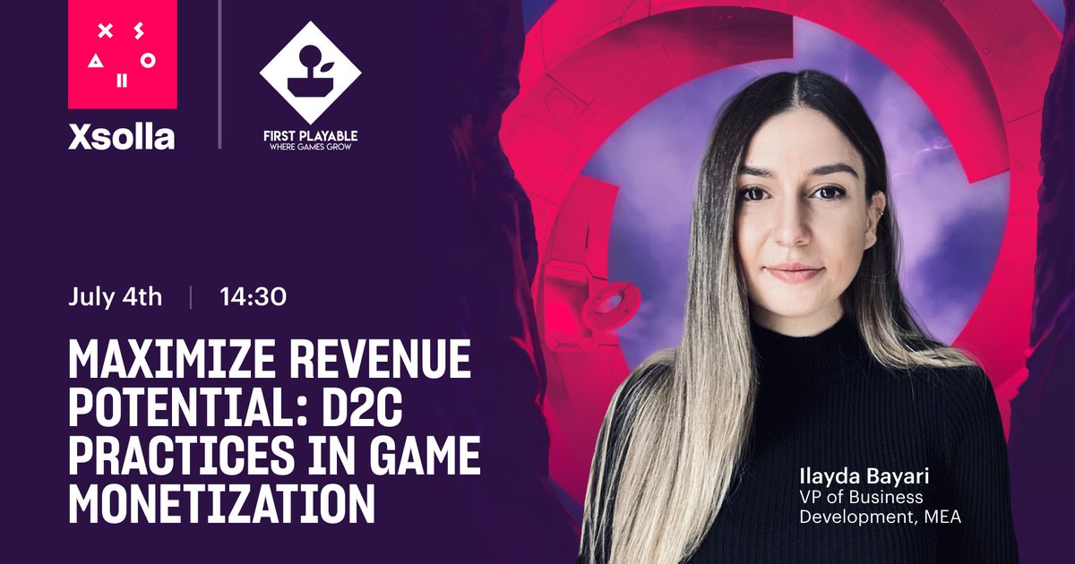 Xsolla's tweet photo. Learn how to to level up your #commerce strategy during our session during #FirstPlayable2024. https://t.co/lH4jxuMbSx @IIDEAssociation #gamedev https://t.co/wtXSrtWqgn