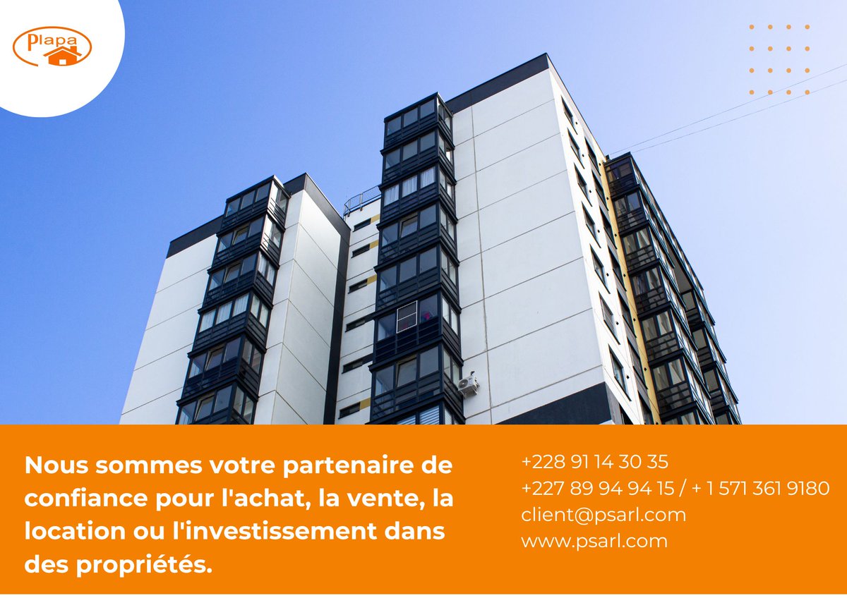 plapaimmobilier's tweet photo. Bonne semaine à tous,
#Plapa #Immobilier
#TERRAIN #VENDRE #LOCATION #ENTREPOT #BUREAU #VILLA #APPARTEMENT #GESTION #CONSTRUCTION https://t.co/cXv5yxeSos