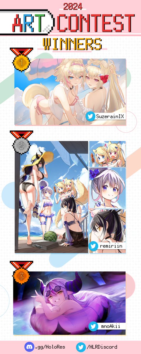 HLRDiscord's tweet photo. Congratulations to this year's HoloMatsuri Art Contest winners!

And a massive thank you to everyone for participating in the contest and events, happy HoloMatsuri!! https://t.co/kiWmFuktqs