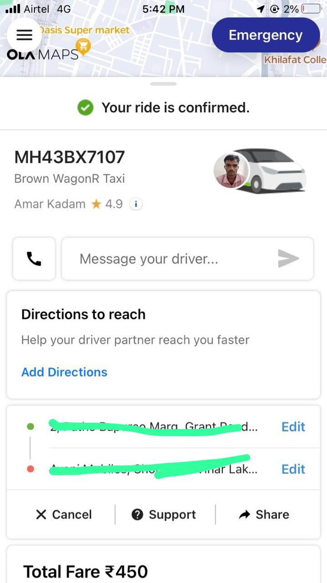 abhay_orm's tweet photo. @ola_supports @Olacabs @bhash I had requested for Ola ride on 19 June and estimate fare was Rs 450 however after completing ride u charged me Rs.716. Just want to know how can u be so wrong giving estimate price to cx. Need an update asap https://t.co/4f38aS9AYP