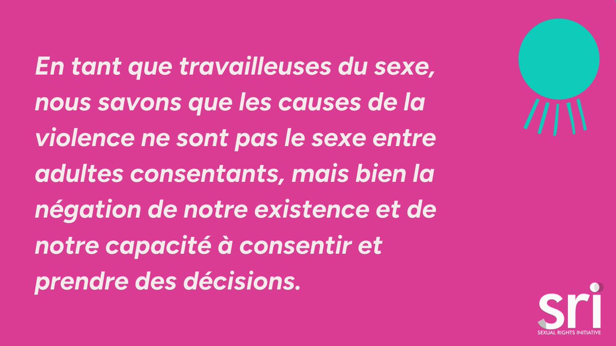 Sexual Rights Initiative (@sexualrights) on Twitter photo <a href="/GlobalSexWork/">NSWP</a> <a href="/APC_News/">APC</a> <a href="/mamacash/">Mama Cash</a> <a href="/IM_Defensoras/">IM-Defensoras</a> <a href="/redumbrellafund/">Red Umbrella Fund</a> <a href="/jass4justice/">JASS - Just Associates</a> <a href="/CMI_CountMeIn/">Count Me In!</a> <a href="/OVOFconsortium/">Our Voices Our Futures Consortium</a> Notre vécu est qu’il y a une incompréhension du travail sexuel, stigmatisation, violences policières, et nous sommes les cibles d’abus car nous sommes considérées comme des personnes sans recours judiciaire, qui peuvent être attaquées en toute impunité. #SexWorkIsWork #HRC56 <a href="/GlobalSexWork/">NSWP</a> <a href="/APC_News/">APC</a> <a href="/mamacash/">Mama Cash</a> <a href="/IM_Defensoras/">IM-Defensoras</a> <a href="/redumbrellafund/">Red Umbrella Fund</a> <a href="/jass4justice/">JASS - Just Associates</a> <a href="/CMI_CountMeIn/">Count Me In!</a> <a href="/OVOFconsortium/">Our Voices Our Futures Consortium</a> Notre vécu est qu’il y a une incompréhension du travail sexuel, stigmatisation, violences policières, et nous sommes les cibles d’abus car nous sommes considérées comme des personnes sans recours judiciaire, qui peuvent être attaquées en toute impunité. #SexWorkIsWork #HRC56