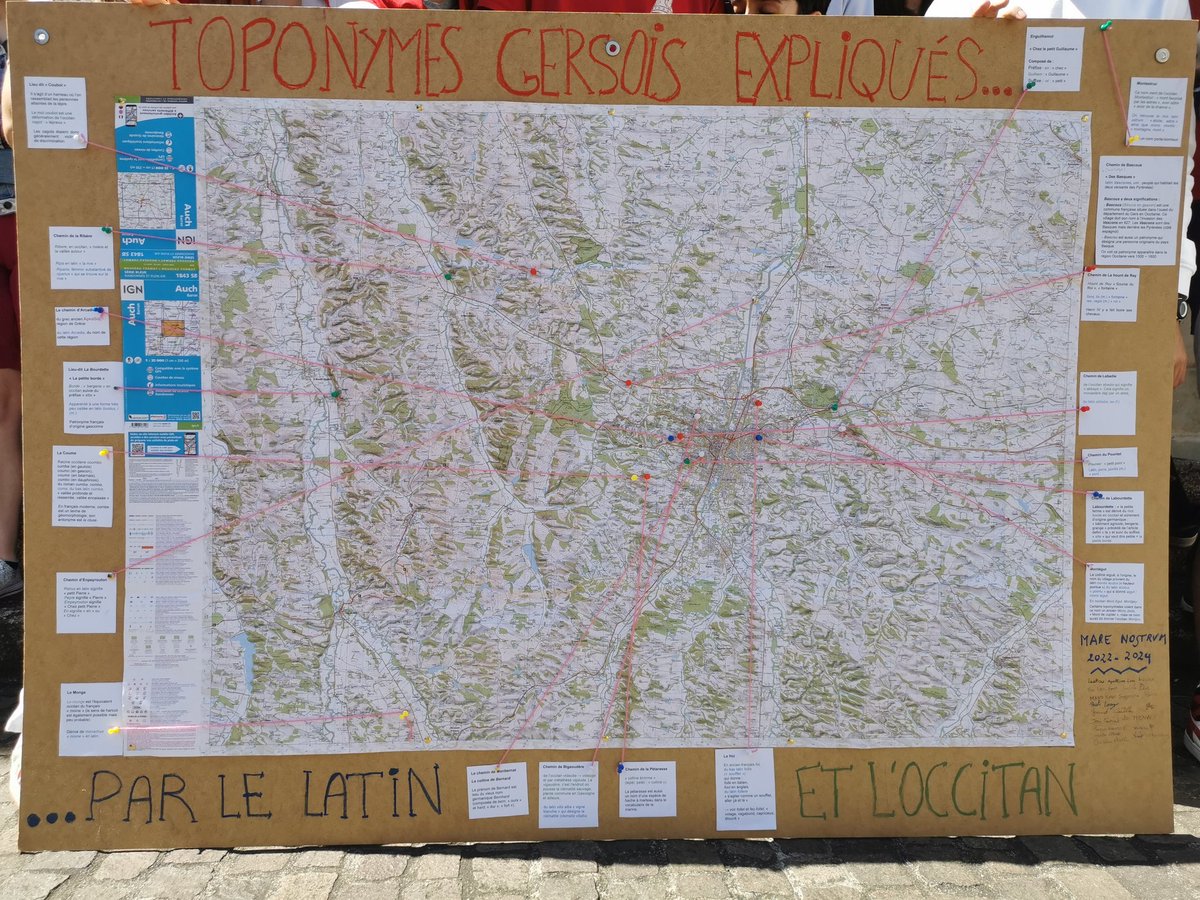 Clap de fin pour le parcours @Marenostrum, 2 belles années en latin et en occitan pour une trentaine d'élèves du Collège ! La toponymie : une carte expliquée des lieux gersois, des interviews radiophoniques et un séjour en Provence ! Merci à Mmes Leproust et Mirande-Dupin.