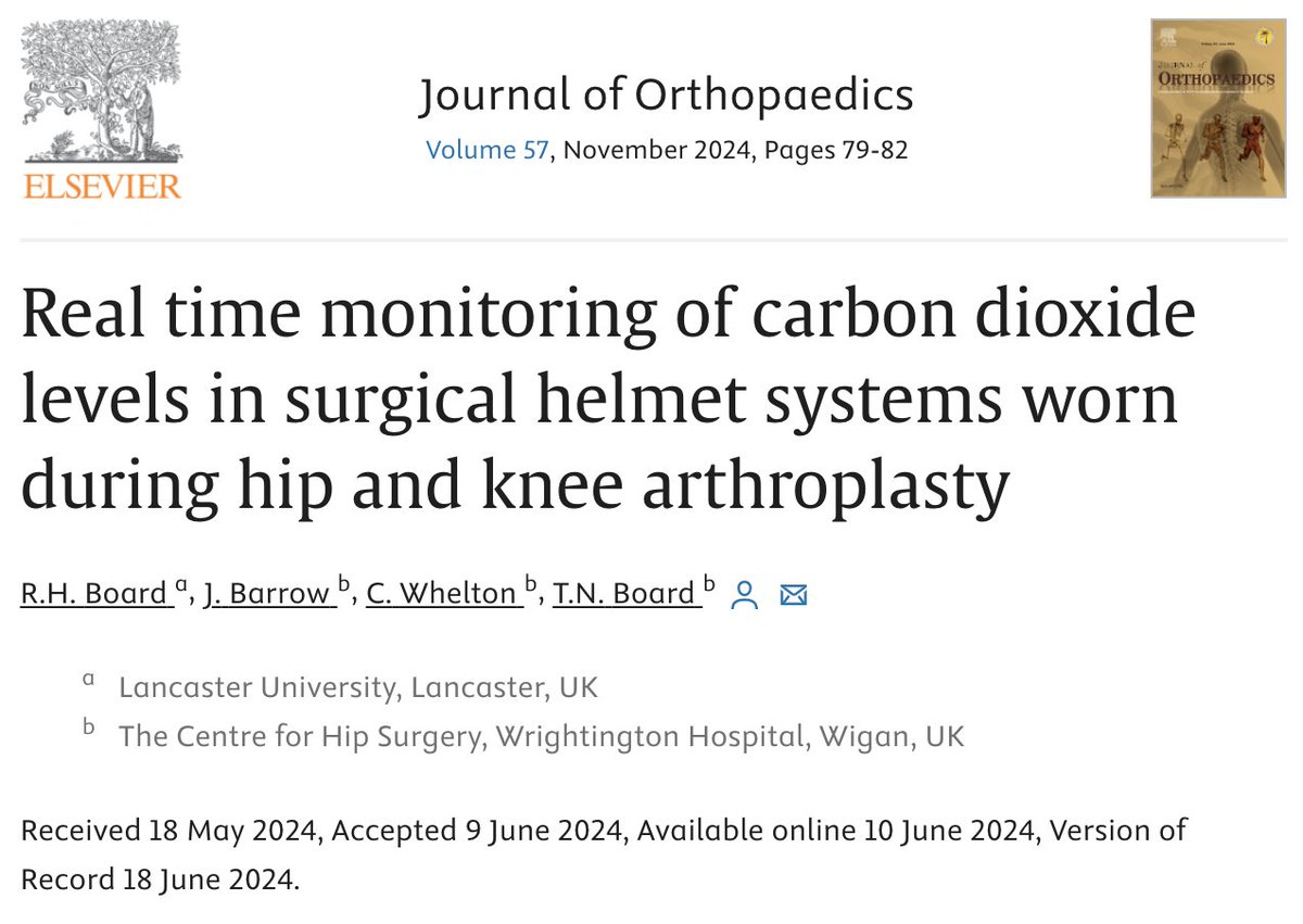 Ever felt a little 'off' whilst operating with a surgical hood/toga? Maybe your CO2 levels are a little high. See our latest research on this here: authors.elsevier.com/a/1jHKY,M7tgFA…

<a href="/jonabarrow/">JAB</a>