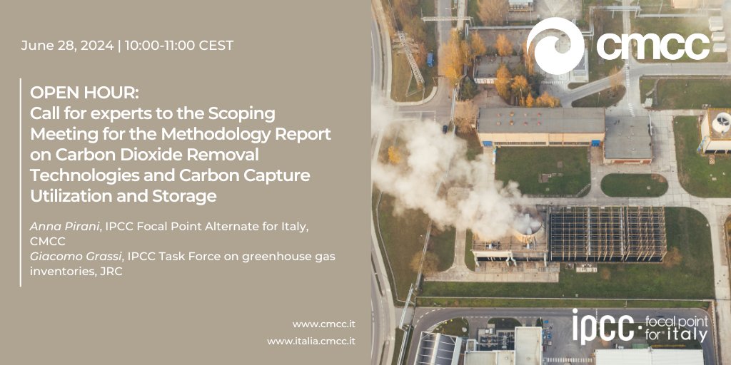 #IPCC | #CallForExperts
Call for nomination of experts for the Scoping Meeting for the Methodology Report on the Carbon Dioxide Removal Technologies and Carbon Capture Utilization and Storage. 

📅 June 28, 2024 | 10:30 CEST
➡️ Register to attend: ow.ly/HFJL50So52v