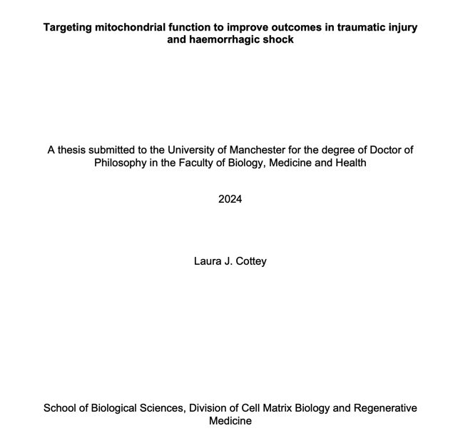 Laura Cottey (@lauracottey) on Twitter photo Delighted my PhD award has been confirmed <a href="/OfficialUoM/">The University of Manchester</a>. 4 years of hard work, working with brilliant people, lots of presentations about the mitochondria, 78,000 words & two babies along the way! Thank you to my wonderful supervisors <a href="/ExDefProfEM/">Jason Smith</a>, <a href="/DMS_MilMed/">Defence Medical Services</a> & ADMEM <a href="/DefProfEM/">Ed Barnard</a> Delighted my PhD award has been confirmed <a href="/OfficialUoM/">The University of Manchester</a>. 4 years of hard work, working with brilliant people, lots of presentations about the mitochondria, 78,000 words & two babies along the way! Thank you to my wonderful supervisors <a href="/ExDefProfEM/">Jason Smith</a>, <a href="/DMS_MilMed/">Defence Medical Services</a> & ADMEM <a href="/DefProfEM/">Ed Barnard</a>