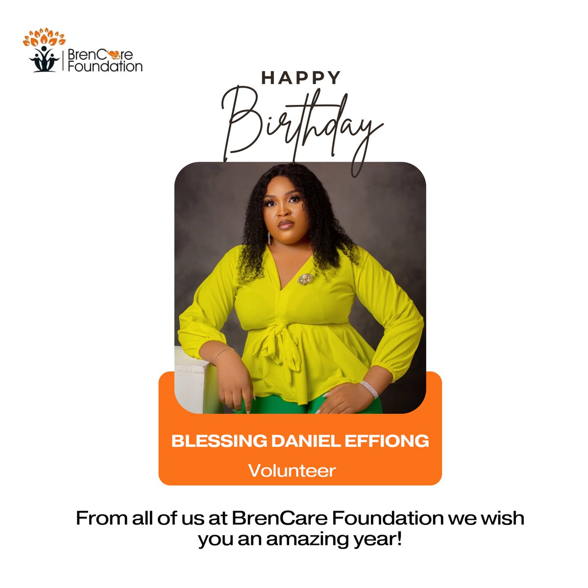 brencare_f's tweet photo. Happy birthday to our incredible volunteer, Blessing Daniel, from all of us at BrenCare foundation we wish you an amazing year!  
#HumansofBCF 
#Birthdays 
#24June https://t.co/xoVeTlJaRz
