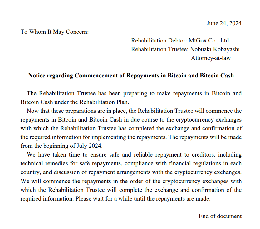 This correction is news-driven for #Bitcoin &amp; #Altcoins.

Perhaps due to the Mt. Gox news.

Repayments starting in July. Markets dropping down substantially, but it's more than likely that this event has some overvaluations in fear than what it should be.

Might be the low.