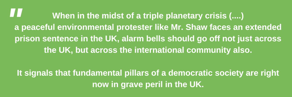 ForstMichel's tweet photo. 🚨🇬🇧⚖️ #UK Given my grave concerns on the criminalization of UK #EnvironmentalDefender Daniel Shaw who faces up to 2-years prison for a participation in a Zoom call about a #protest, I will personally attend Shaw's trial next week. My full statement 👉https://t.co/658Ij39lVB https://t.co/bxFm5S15UE