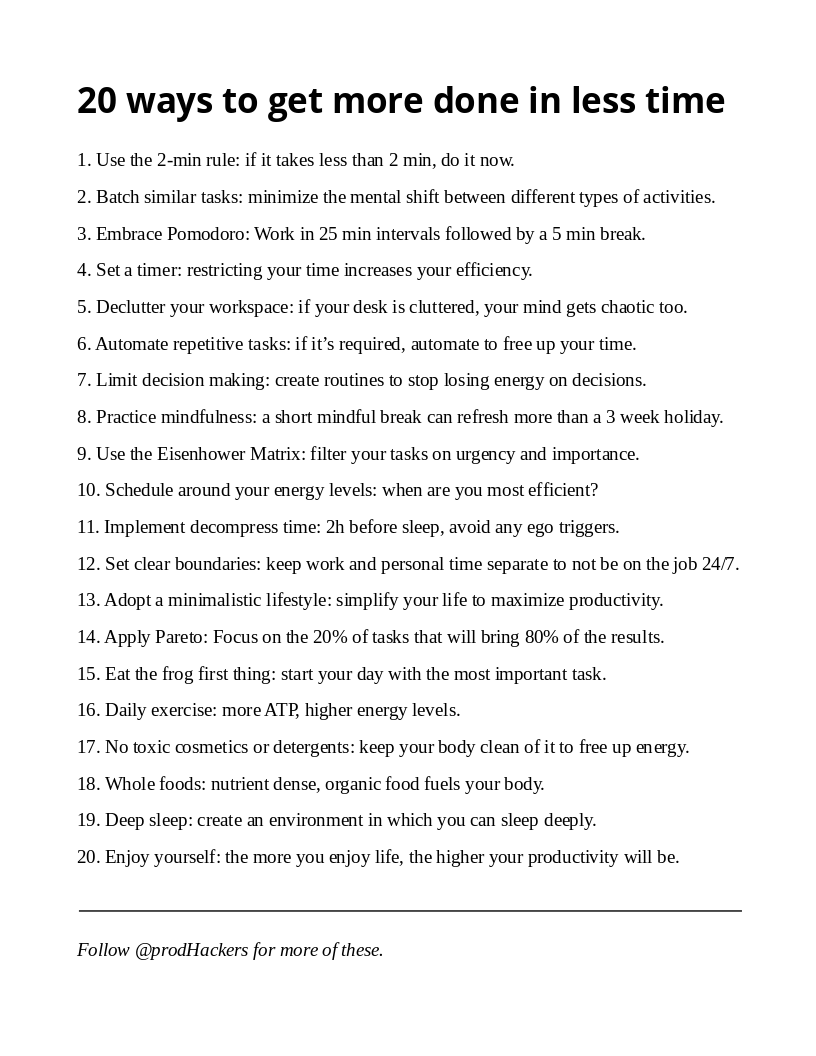 prodHackers's tweet photo. 20 ways to get more done in less time: https://t.co/JhOzw5bEK5