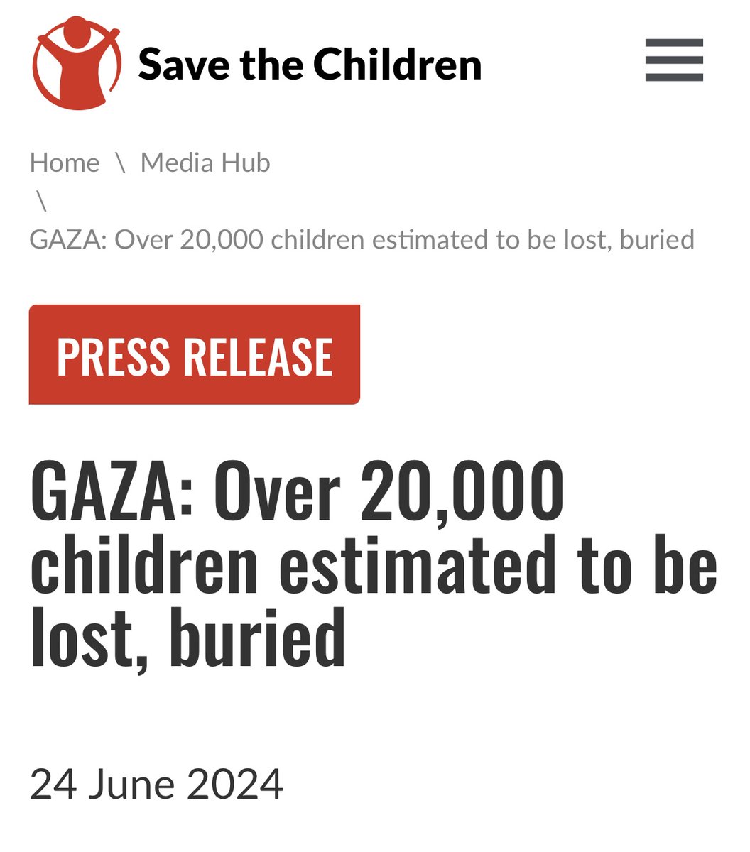 What Israel has done to Gaza's children:

- 14,000 killed

-  17,000 unaccompanied &amp; separated

- 4,000 likely missing under the rubble with an unknown number also in mass graves

Israel must be held to account. Sanctions, ban all weapons &amp; parts trade, expel the ambassador now!