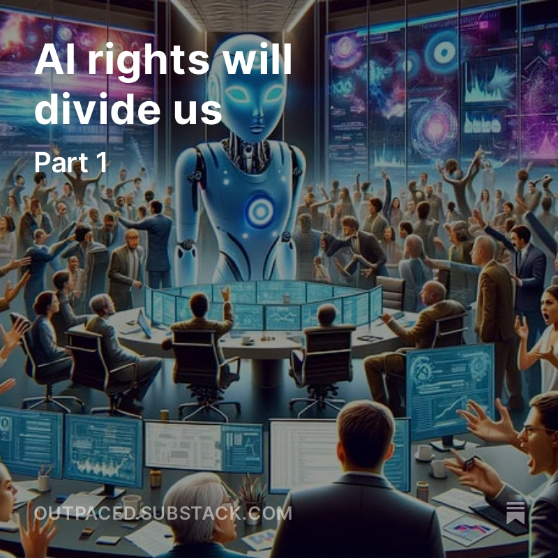 Will disagreement about AI sentience lead to war?
AIs could become sentient and worthy of moral concern (similar to humans). But people will disagree about it, potentially causing conflict. In a new post series, I explore the dynamics and risks of the upcoming AI rights debate🧵