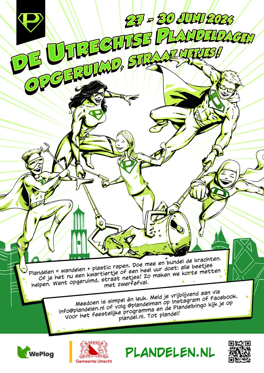 Op donderdag 27, vrijdag 28, zaterdag 29 en zondag 30 juni zijn het weer de Plandeldagen, inmiddels een Utrechtse traditie. Doe jij, bijvoorbeeld tijdens een lunchwandeling, ook mee op #LageWeide? Ook met 10 minuten plandelen maak jij al impact!

plandelen.nl/utrecht