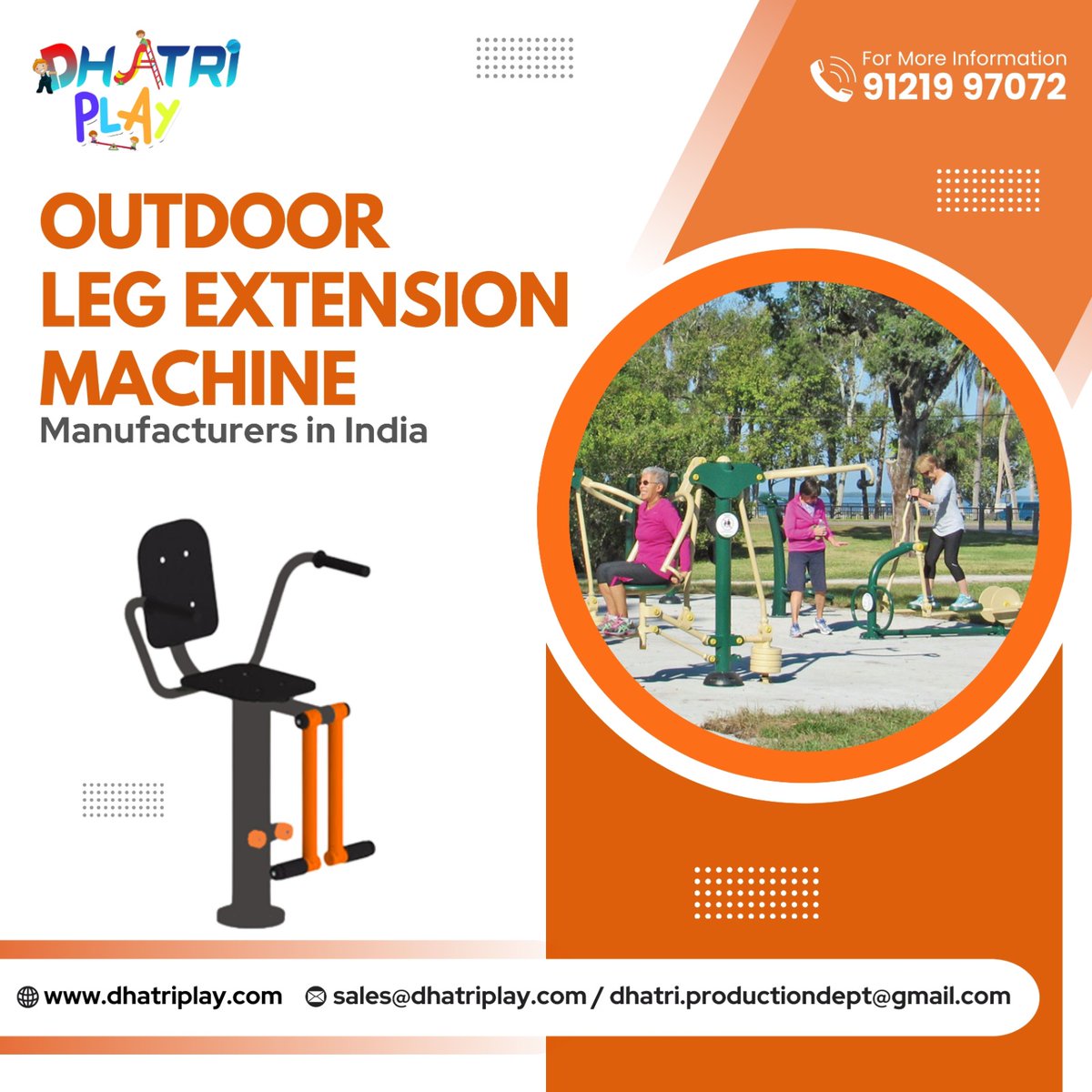 DhatriPlay's tweet image. 𝐎𝐮𝐭𝐝𝐨𝐨𝐫 𝐋𝐞𝐠 𝐄𝐱𝐭𝐞𝐧𝐬𝐢𝐨𝐧 𝐌𝐚𝐜𝐡𝐢𝐧𝐞
Call us: 7995219621, 9121997072 or Visit our website: dhatriplay.com
#FitnessGoals #OutdoorGym #LegExtensionMachine  #OutdoorFitness #LegDay #StrengthTraining #FitLife #OutdoorWorkout #HealthyLiving