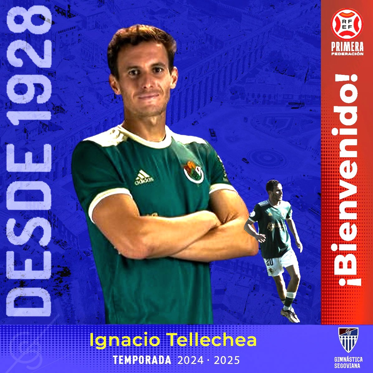 📢 El delantero Ignacio Tellechea, primer fichaje de la Gimnástica Segoviana en Primera RFEF.
👁👁 gimnasticasegoviana.es 
#AúpaSego🔴🔵