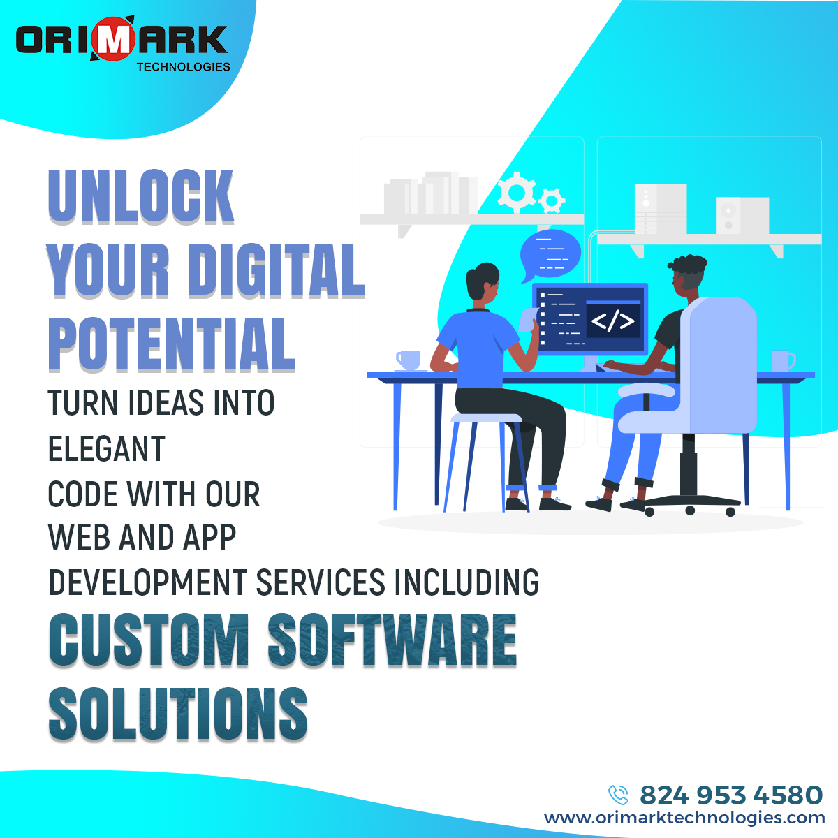 OrimarkTech's tweet image. Unlock your digital potential with #OrimarkTechnologies! Turn your ideas into elegant code with our top-notch web and #ap development services. We specialize in creating #customsoftwaresolutions tailored to your needs.
For more details, contact us today at 824 953 4580.