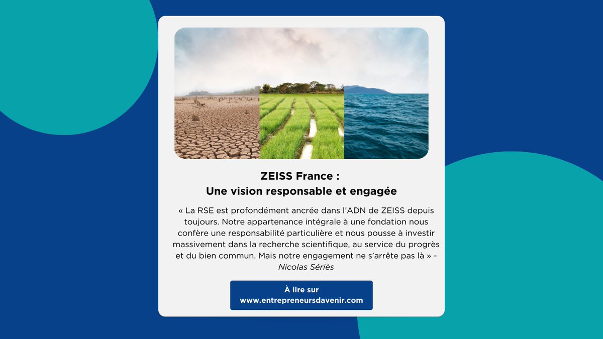 Sous la présidence de Nicolas Sériès, ZEISS France, filiale du groupe allemand <a href="/ZEISS_Group/">ZEISS Group</a> spécialisée dans l’optique de précision, place la RSE au cœur de sa stratégie.

Découvrez en plus dans notre article ! 
👉 entrepreneursdavenir.com/actualites/nic…