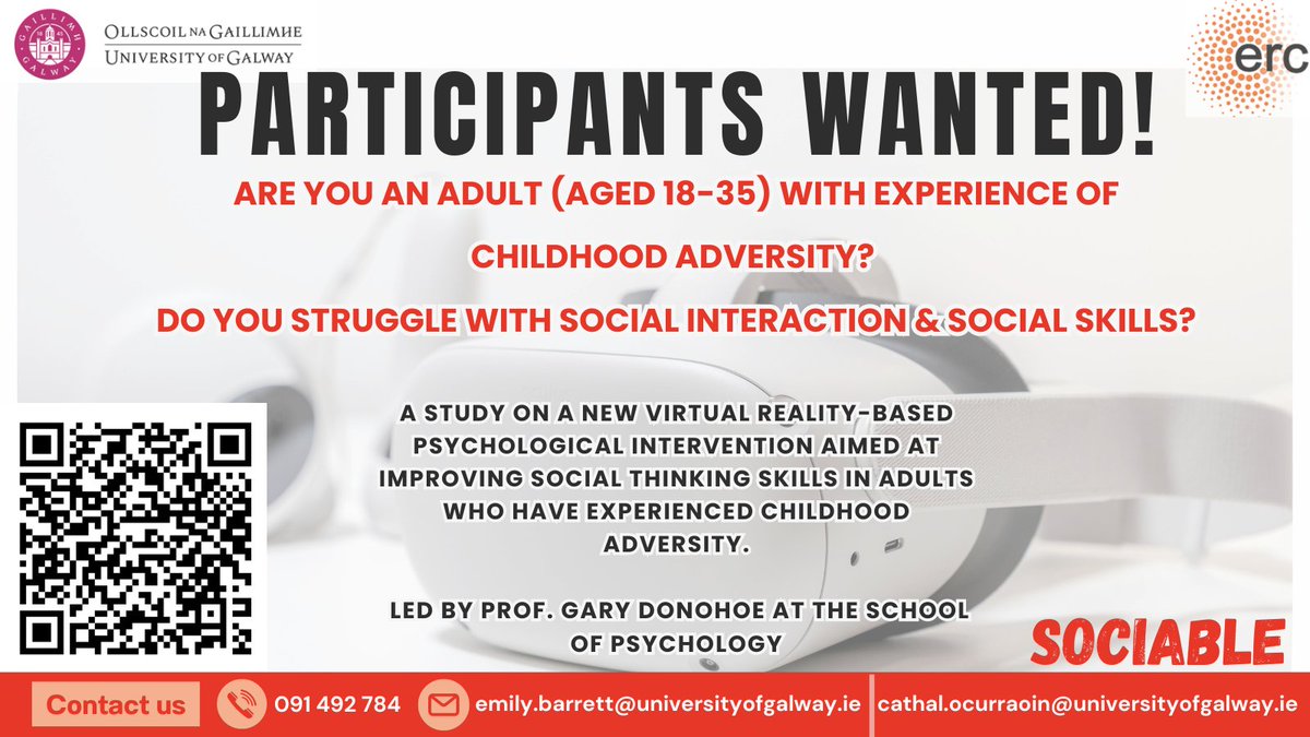 PSYcHE NUIG (@psychenuig) on Twitter photo Participants aged 18 to 35 wanted for new VR study – see below for details.
universityofgalway.ie/nicog/currentr…
<a href="/GaryD2011/">Gary Donohoe</a> <a href="/JigsawYMH/">JigsawYMH</a> <a href="/HealthyGalwayCo/">HealthyCountyGalway</a> <a href="/spunout/">spunout.ie</a> <a href="/vstream_en/">VStream (EN)</a> <a href="/VRworldGalway/">VR World Galway</a> <a href="/ARVRInnovate/">ARVR INNOVATE 2025 in Dublin, Ireland</a> Participants aged 18 to 35 wanted for new VR study – see below for details.
universityofgalway.ie/nicog/currentr…
<a href="/GaryD2011/">Gary Donohoe</a> <a href="/JigsawYMH/">JigsawYMH</a> <a href="/HealthyGalwayCo/">HealthyCountyGalway</a> <a href="/spunout/">spunout.ie</a> <a href="/vstream_en/">VStream (EN)</a> <a href="/VRworldGalway/">VR World Galway</a> <a href="/ARVRInnovate/">ARVR INNOVATE 2025 in Dublin, Ireland</a>