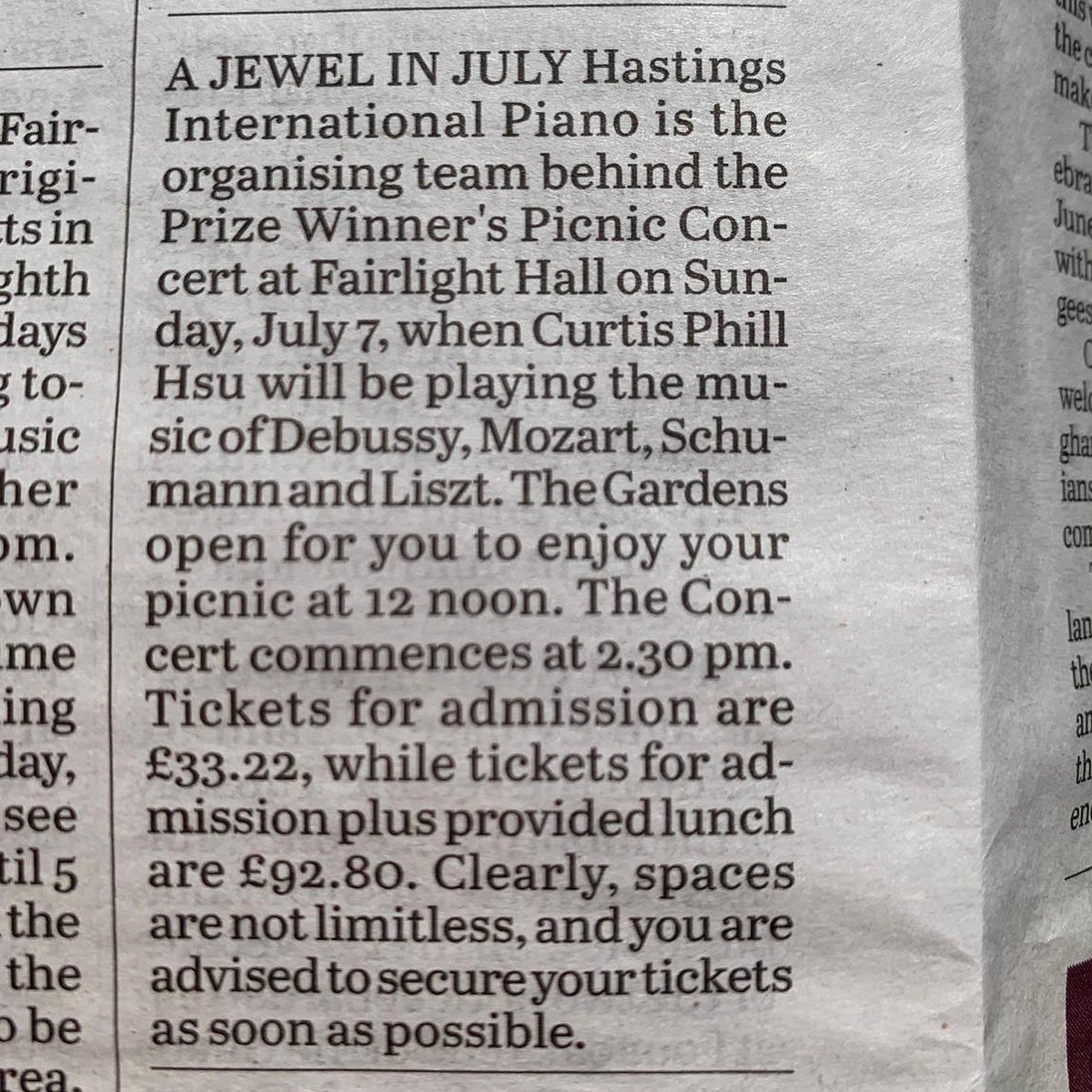 HastingsPiano's tweet image. A JEWEL IN JULY 

We’re spreading the word across Hastings and surrounding areas about our Winner’s Picnic Concert with Curtis Phill Hsu on 7 July. 

Tickets are selling fast, link below ✨

eventbrite.co.uk/e/prizewinners…