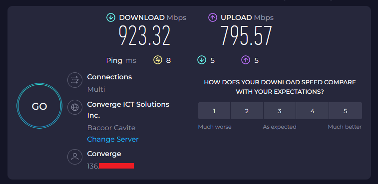 JuliusMurallon's tweet photo. Alright! Para sa PS5. Speedtest Challenge ulit! (Note: IP Address redacted for my safety.)

#UnleashTheBoostSpeedTestChallenge
#FlexYourSpeed
#ConvergeSpeedtestChallenge https://t.co/SvYVKp5V5I
