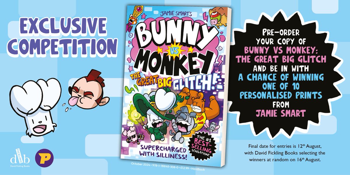 BforButterflyBooks (@b_forbutterfly) on Twitter photo EXCITING NEWS FOR BUNNY VS MONKEY FANS!
Pre-order your copy of BUNNY VS MONKEY: THE GREAT BIG GLITCH and be in with a chance of winning a personalised print from <a href="/jamiesmart/">Jamie Smart</a>
<a href="/DFB_storyhouse/">David Fickling Books</a> <a href="/Indies_Alliance/">Independent Alliance</a>
Pre-order link in profile.
#saletown EXCITING NEWS FOR BUNNY VS MONKEY FANS!
Pre-order your copy of BUNNY VS MONKEY: THE GREAT BIG GLITCH and be in with a chance of winning a personalised print from <a href="/jamiesmart/">Jamie Smart</a>
<a href="/DFB_storyhouse/">David Fickling Books</a> <a href="/Indies_Alliance/">Independent Alliance</a>
Pre-order link in profile.
#saletown