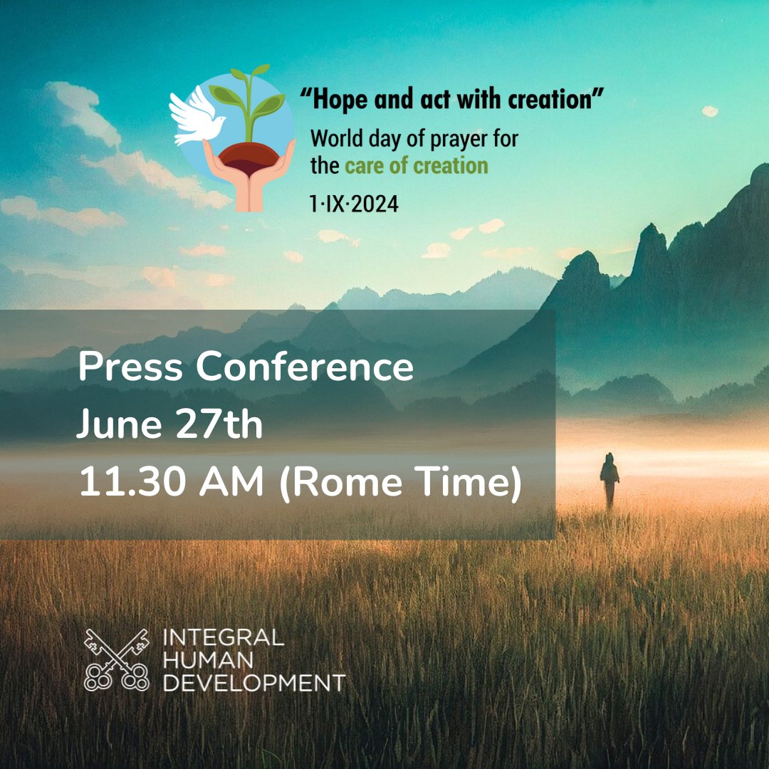 Integral Human Dev (@vaticanihd) on Twitter photo Notice of #PressConference ⚠
📅 on Thursday #June27th
📍 from the <a href="/HolySeePress/">Holy See Press Office</a>
📣 Message of #PopeFrancis for the World Day of Prayer for the Care of Creation 2024
👇
press.vatican.va/content/salast… @vaticannews Notice of #PressConference ⚠
📅 on Thursday #June27th
📍 from the <a href="/HolySeePress/">Holy See Press Office</a>
📣 Message of #PopeFrancis for the World Day of Prayer for the Care of Creation 2024
👇
press.vatican.va/content/salast… @vaticannews