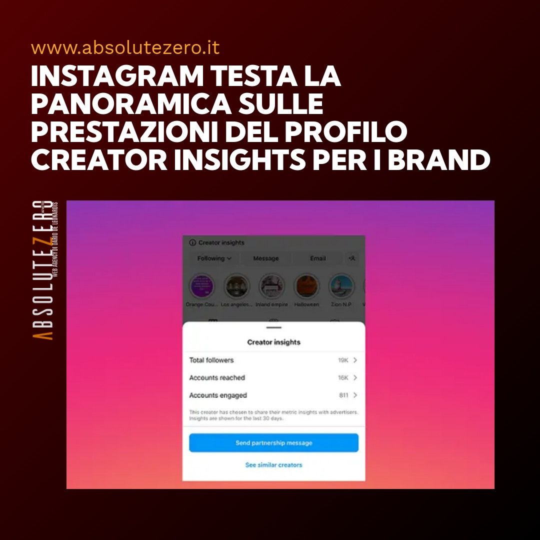AbZero_design's tweet image. Instagram lancia una nuova visualizzazione “Creator Insights” per aiutare i creatori a stabilire partnership con i brand. Ora disponibile per profili selezionati! #InstagramUpdate #CreatorInsights #InfluencerMarketing #BrandPartnerships buff.ly/3zgv20Y
