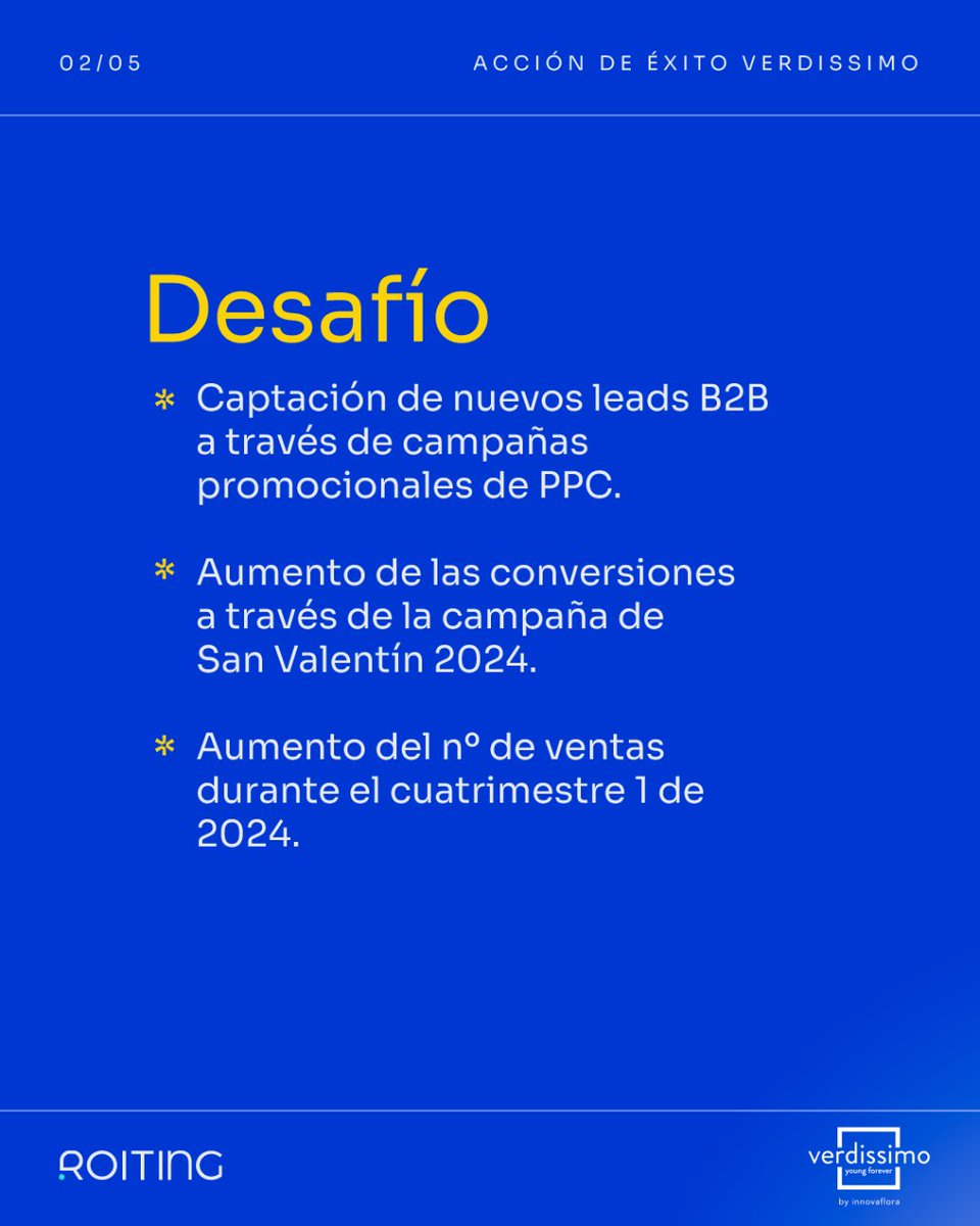 roiting's tweet image. 🌹 Verdissimo triunfa en el primer cuatrimestre de 2024 🌹

Lo hemos hecho. 🔥 Aumentamos en +245% la captación de leads de nuestro cliente, Verdissimo, en campañas estacionales gracias al ROI Hacking Marketing. 💥

Descubre cómo lo logramos 👉 bit.ly/4a6CN6H