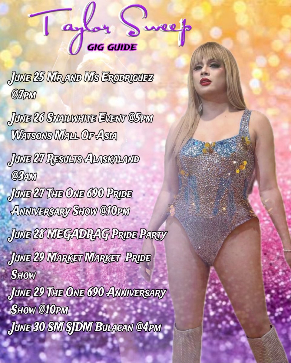 GorgeousDawn18's tweet photo. Taylor Sweep Gig Guide this week!
See you there!!!!
For bookings and inquiries you can send me message directly here or
IG: @gorgeousdawn18
Email: dongllantero@gmail.com
#TaylorSweep #TheOne690 #KaFreshness #TheErasTour #TaylorSwift
#Swifties #GorgeousDawn #GDnatics https://t.co/SLnEnWvMyn