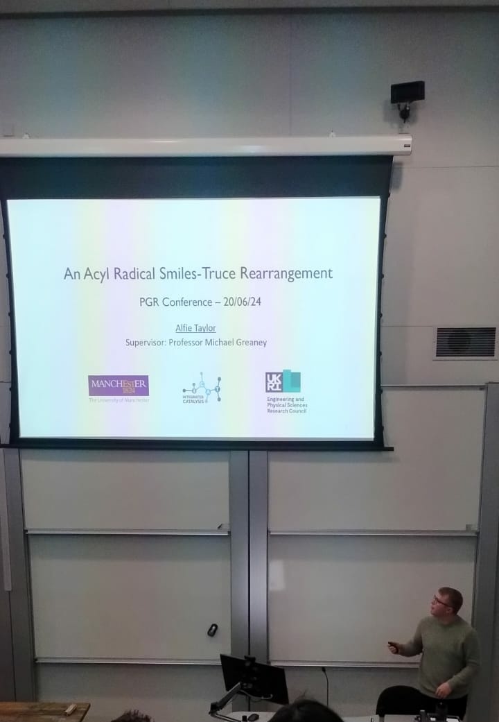 greaneygroup's tweet image. We had a great time at the annual Manchester PGR conference last week, congrats to Alfie, Haiwen and Nourah for giving some great talks, and to Jack for his poster. Thanks to all the organisers for putting on a great event!