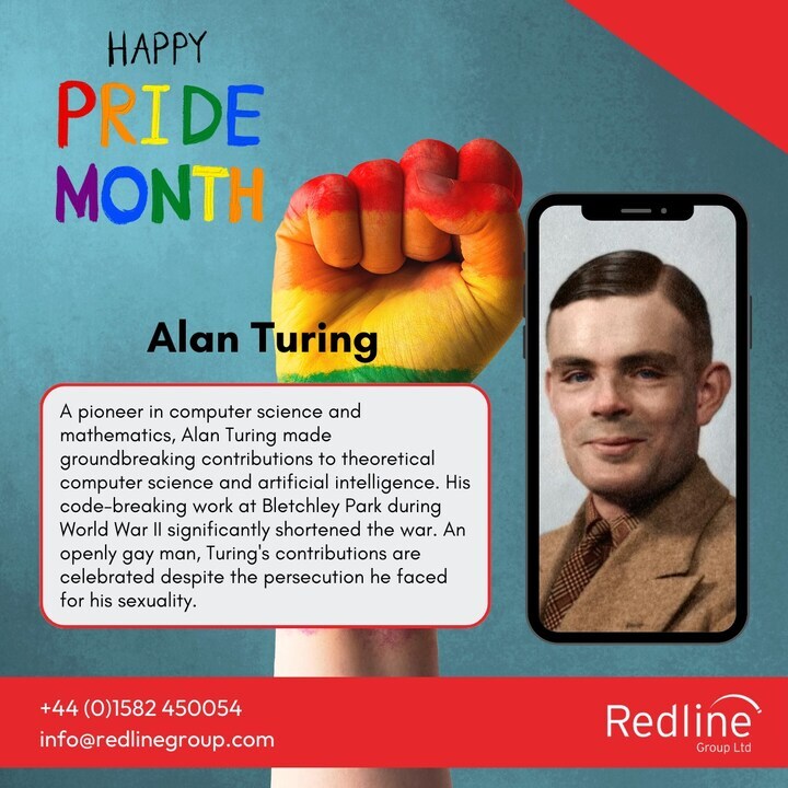 redlinegroupuk's tweet photo. To celebrate Pride Month  we are celebrating World War 2 hero, father of AI and face of the £50 banknote Alan Turing. 

Learn more about Redline and our values here: https://t.co/csvgWYjkSb 

#pridemonth #alanturing #lgbtq #pride2024 #equalityforall https://t.co/dVNjEuQV6M