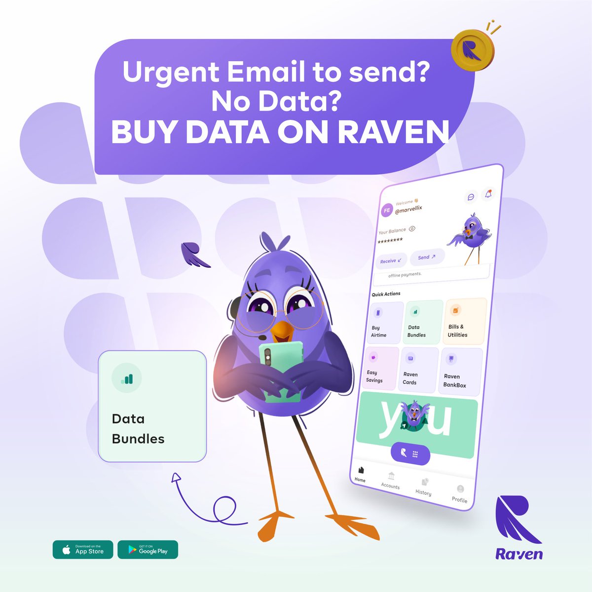 theravenpay's tweet image. Urgent email to send but no data left? No worries! Buy data instantly on Raven and stay connected. 📧

#buy #stayconnected #dataondemand #data