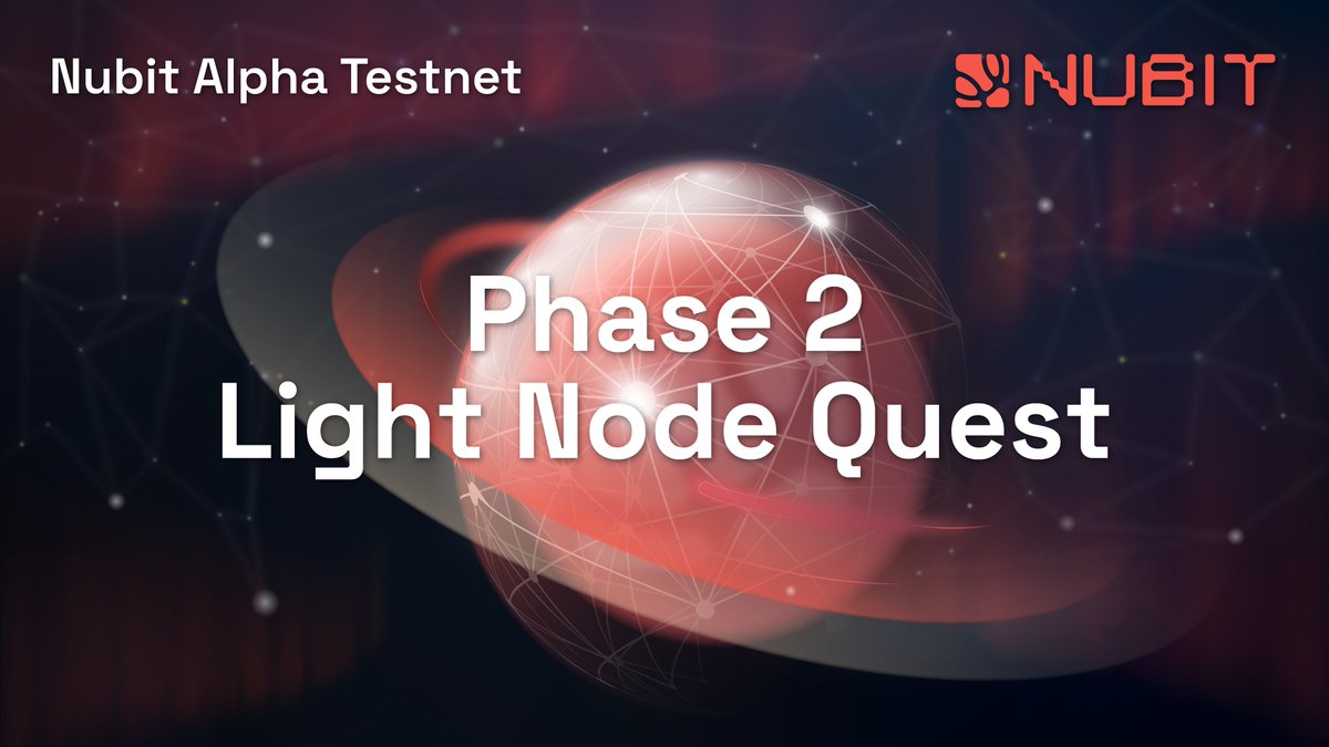 nubit_org's tweet photo. 1/ Announcing Nubit Alpha Testnet Phase 2: Light Node Quest

We’re calling on you to run a light node and scale the future with us.