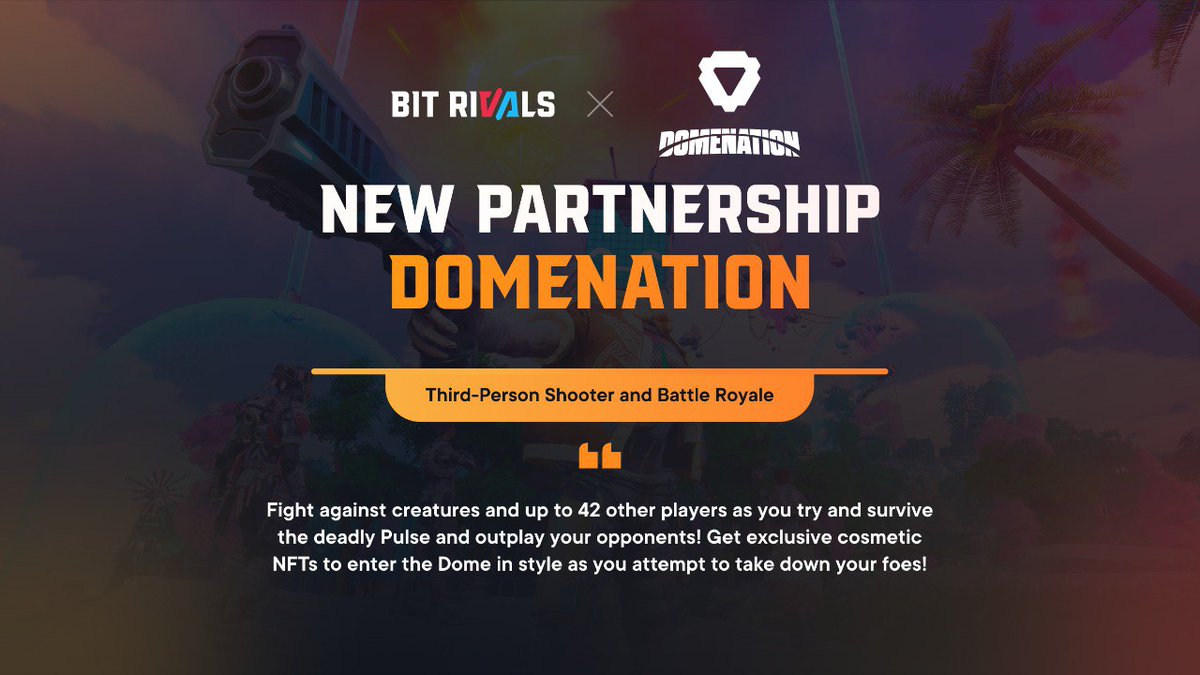 BitRivals's tweet photo. 🎮 @Domenation_Game is live on Bit Rivals! 🎮

Compete for glory and collect unique rewards in this third person shooter! Check it out at https://t.co/ctUpT6zE02 and vote for your favorite games on our player-powered leaderboard! ⚡ https://t.co/MOtb93JvnT