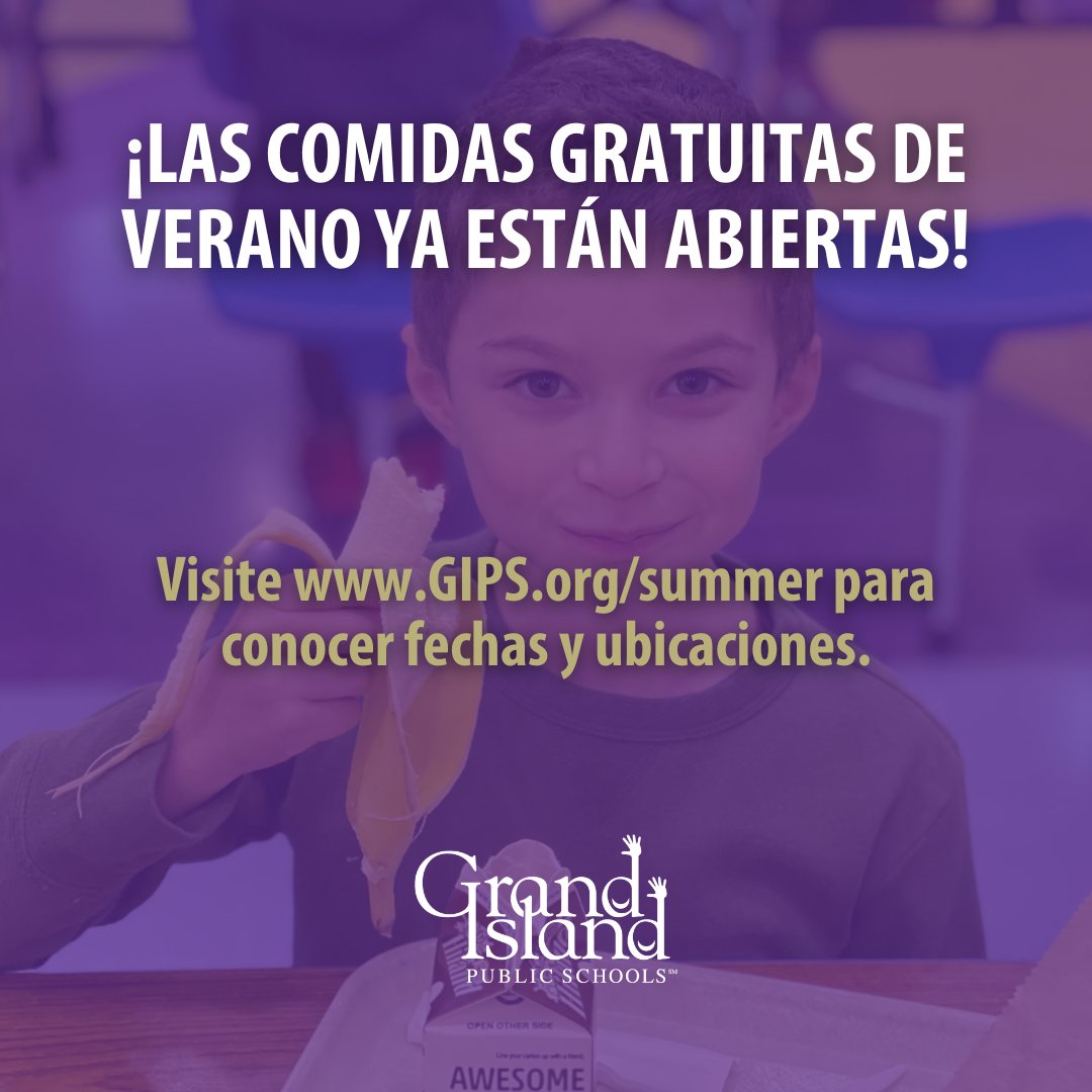 GIPublicSchools's tweet photo. ๐ FREE SUMMER MEALS ๐
Mondays - Thursdays, meals are free for children ages 1-18. No application needed. Adults may purchase a meal for $5.00.
Stop by one of our eight sites for breakfast or lunch!
DATES + MENUS: https://t.co/G6G7aBmhYT
#WeAreGIPS https://t.co/pyj0VXFimk