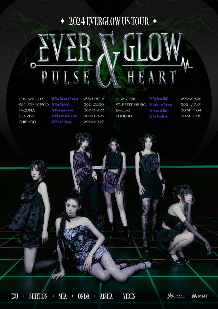 _mymusictaste's tweet photo. [📢Tour Announcement]
2024 EVERGLOW US TOUR <PULSE & HEART>

📍9/18 - Los Angeles
📍9/20 - San Francisco
📍9/22 - Tacoma
📍9/25 - Denver
📍9/27 - Chicago
📍9/29 - New York
📍10/01 - St. Petersburg
📍10/04 - Dallas
📍10/06 - Phoenix

#EVERGLOW #에버글로우
#PULSE_AND_HEART
#PULSE_AND_HEART_IN_US