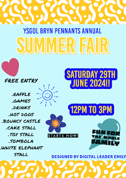 We are looking forward to a fun-filled afternoon! Please come along and support us to raise funds for our school if you can. Diolch.