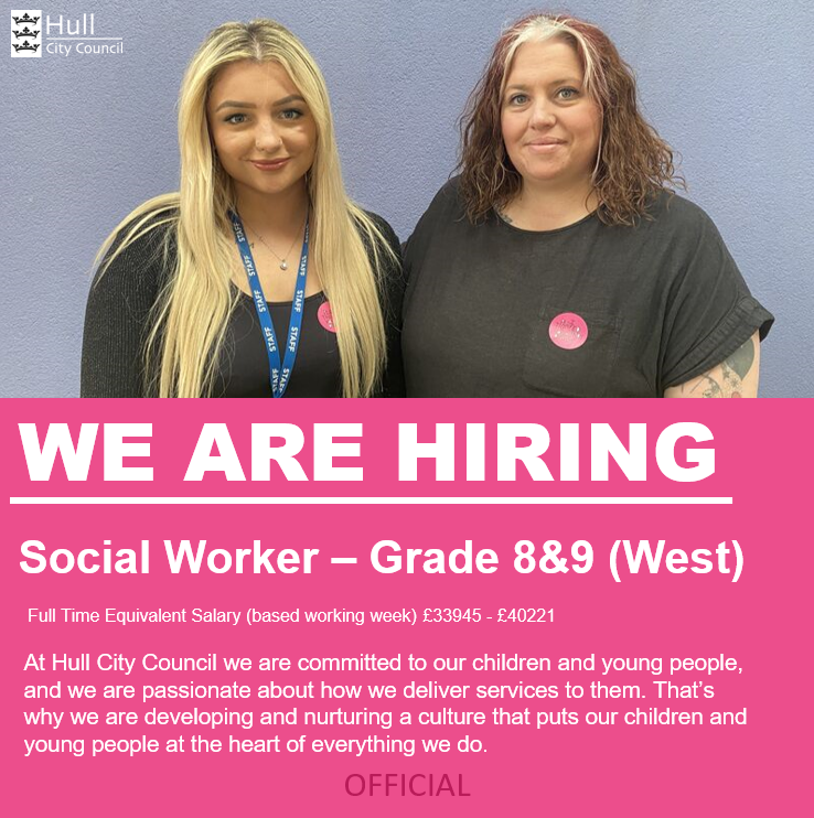 **WE ARE HIRING**

Social Worker - Grade 8&amp;9 (West Locality) 

Closing Date: 4th August 2024

If you are passionate about providing consistent, child focused and purposeful intervention for children and young people, click the link lnkd.in/d5Nirsm2