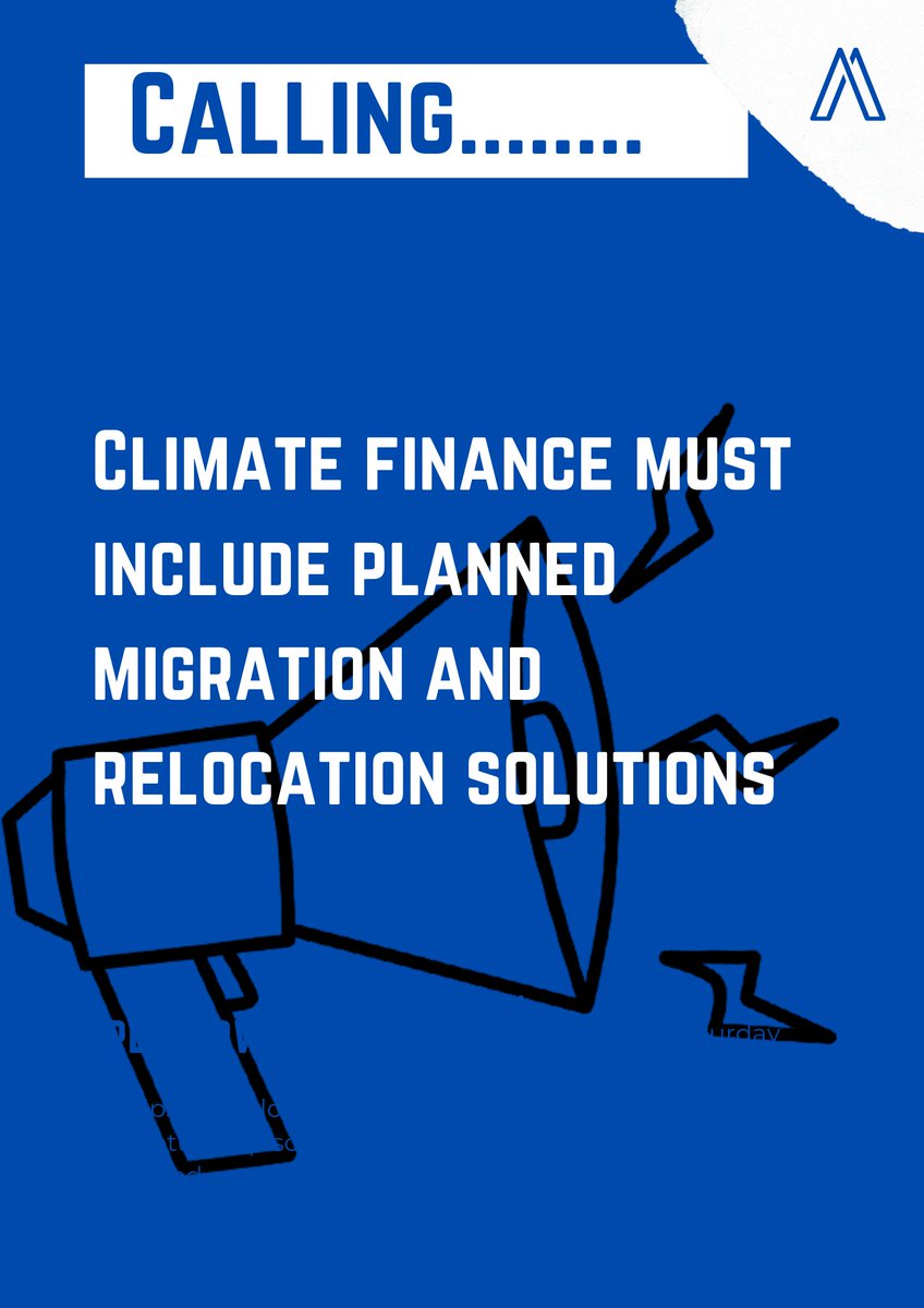 My #ClimateMobility call to action to policymakers is that climate finance:adaptation,mitigation&amp;loss and damage funds must explicitly fund migration solutions&amp;relocation initiatives.Otherwise,we will continue to see loss,damage&amp;suffering in frontline people.#KDMECC #Youth4KDMECC