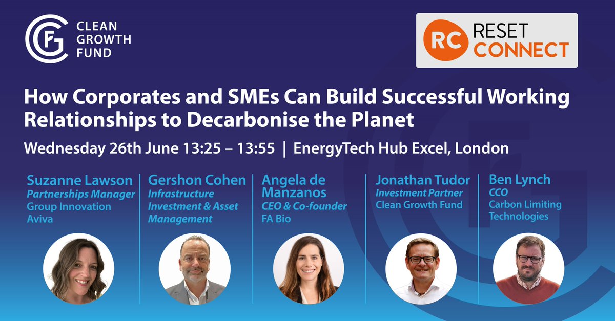 CleanGrowthFund (@cleangrowthfund) on Twitter photo On day 2 of <a href="/ResetConnect/">Reset Connect</a> we're hosting our very own panel session in the Energy Tech Hub at 13:25.
Join us as we discuss "How Corporates and SMEs Can Build Successful Working Relationships to Decarbonise the Planet".
Find out more: bit.ly/4cycwzl
#rcl24 #resetconnect On day 2 of <a href="/ResetConnect/">Reset Connect</a> we're hosting our very own panel session in the Energy Tech Hub at 13:25.
Join us as we discuss "How Corporates and SMEs Can Build Successful Working Relationships to Decarbonise the Planet".
Find out more: bit.ly/4cycwzl
#rcl24 #resetconnect
