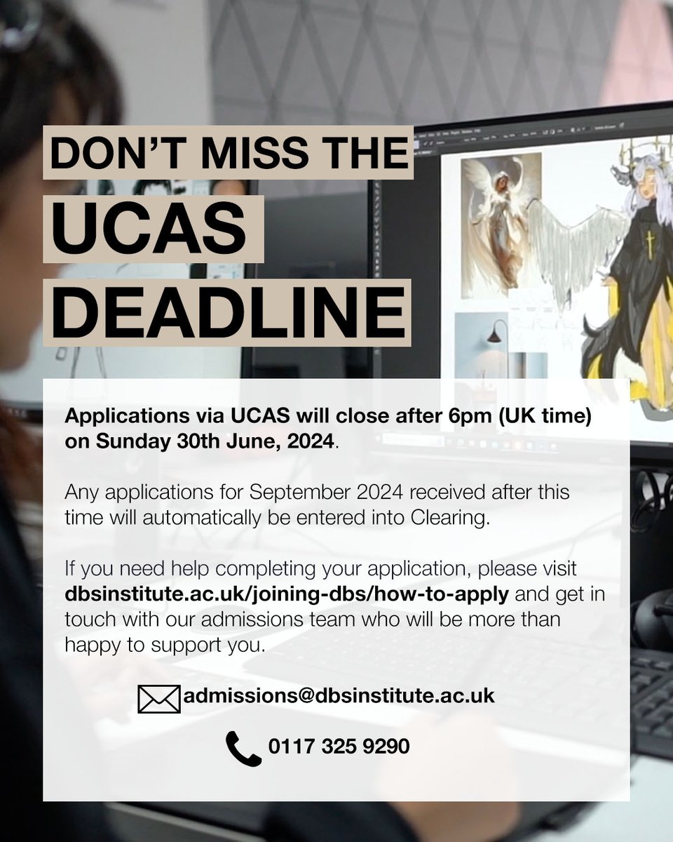 dBs_Institute's tweet image. ⏲️ Just six days to get your applications in for this September! Our admissions team is on hand to support you every step of the way. 

#dbscommunity #ucasdeadline #ucasdeadline2024 #ucas