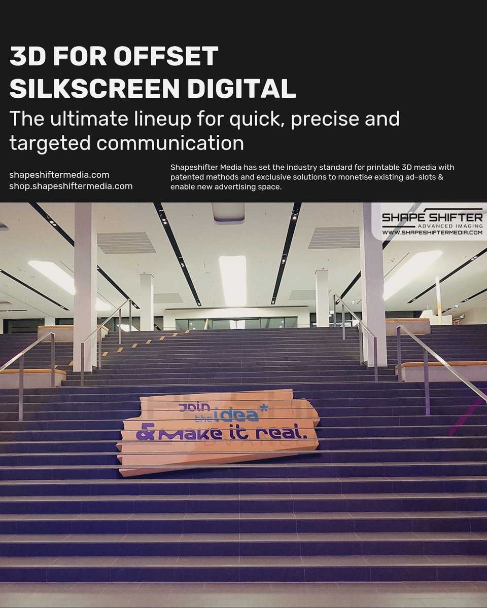 shapeshiftergfx's tweet image. ssm.li Shapeshifter Media has set the industry standard for printable 3D media with patented methods and exclusive solutions to monetise existing ad-slots &amp;amp; enable new advertising space. #instore #outdoormedia #backdropdecoration #promotionalmarketing #screenpri