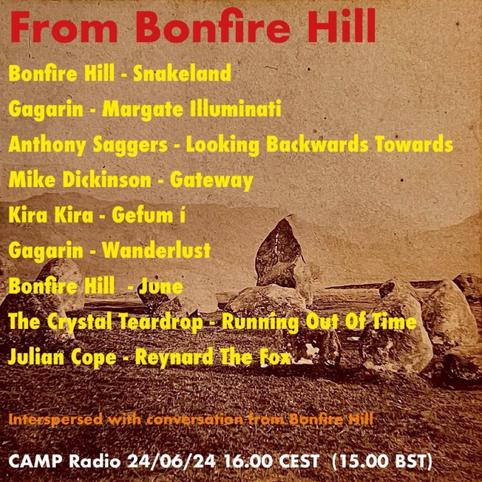 listen_camp's tweet photo. 4-5pm: From Bonfire Hill

Music, songs, words, sounds, symphonies and anthems from the uncanny slopes of Bonfire Hill. An aural almanac. 

@onbonfirehill | https://t.co/F2pvK76cGA
#Electronic #Folk #FolkLore #FieldRecording #MemoryScape

*⏰CEST https://t.co/ie9jQoEBsj