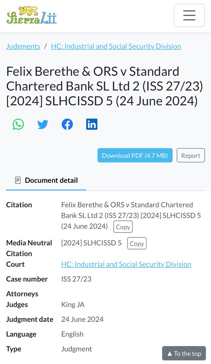 Felix Berethe &amp; ORS v Standard Chartered Bank SL Ltd (ISS 27/23) [2024] 

Employment Law - Industrial action - Costs of action  - Order 57 of the Hih Court Rules 2007 - Costs of and incidental to proceedings shall be at the discretion of the court 

sierralii.gov.sl/akn/sl/judgmen…