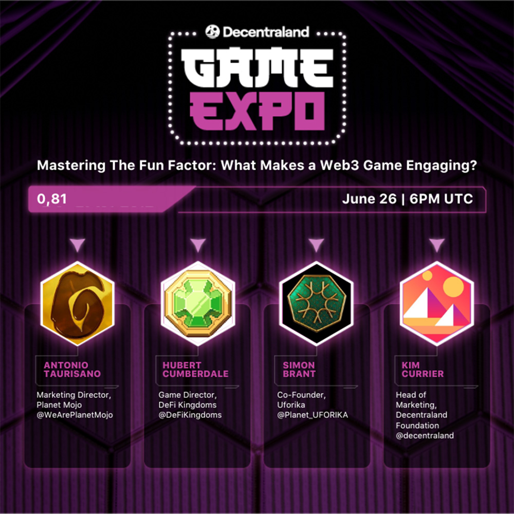 UFORIKA (@planet_uforika) on Twitter photo Come Join us this Wednesday for our first Virtual Game Expo in Decentraland! ๐ <a href="/SimonBrant/">SB</a> will be speaking alongside <a href="/WeArePlanetMojo/">Mojo AI ๐ฑ</a> , <a href="/DeFiKingdoms/">DeFi Kingdoms ๐บ๐ฟ</a> and <a href="/decentraland/">Decentraland</a> โฆ Weโre very excited!! ๐
#DCLGX Come Join us this Wednesday for our first Virtual Game Expo in Decentraland! ๐ <a href="/SimonBrant/">SB</a> will be speaking alongside <a href="/WeArePlanetMojo/">Mojo AI ๐ฑ</a> , <a href="/DeFiKingdoms/">DeFi Kingdoms ๐บ๐ฟ</a> and <a href="/decentraland/">Decentraland</a> โฆ Weโre very excited!! ๐
#DCLGX