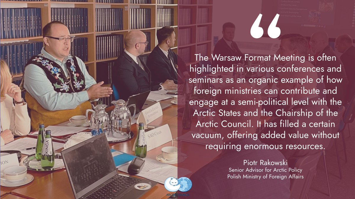 Earlier this month, Poland 🇵🇱 hosted the 8th Warsaw Format Meeting, facilitating dialogue between Observer States, the 🇪🇺, and the Council's Chairship. 

We spoke with <a href="/PiotrRakowski/">Piotr Rakowski</a> about the meeting's evolution &amp; recent highlights.

Full interview 👉 arctic-council.org/news/polands-c…