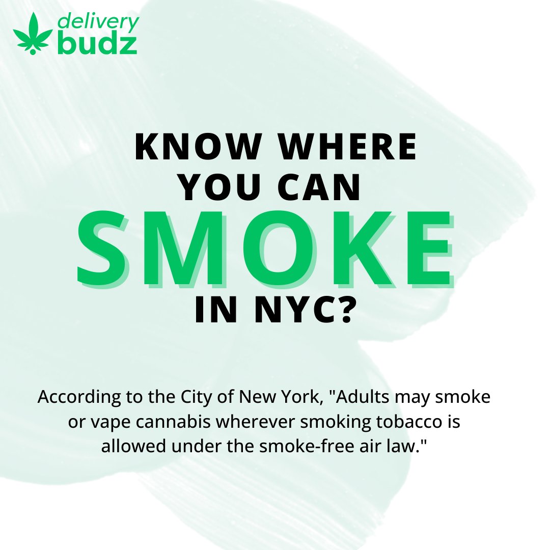 deliverybudz's tweet photo. According to the City of New York, "Adults may smoke or vape cannabis wherever smoking tobacco is allowed under the smoke-free air law." Enjoy your budz responsibly and stay informed about designated smoking areas.

Download The App Now- https://t.co/pPlnU9SljA https://t.co/8UVERBF365