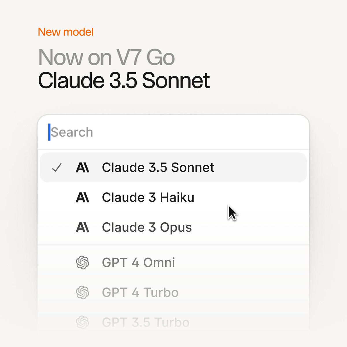 V7Labs's tweet image. Claude 3.5 Sonnet is now available in V7 Go 🚀 

@AnthropicAI&apos;s latest #AImodel can now be used in V7 Go for #documentprocessing, visual captioning, and more - running twice as fast as Claude 3 Opus, at a fifth of the cost.   

Interested? Start using Claude 3.5 Sonnet in V7 Go…