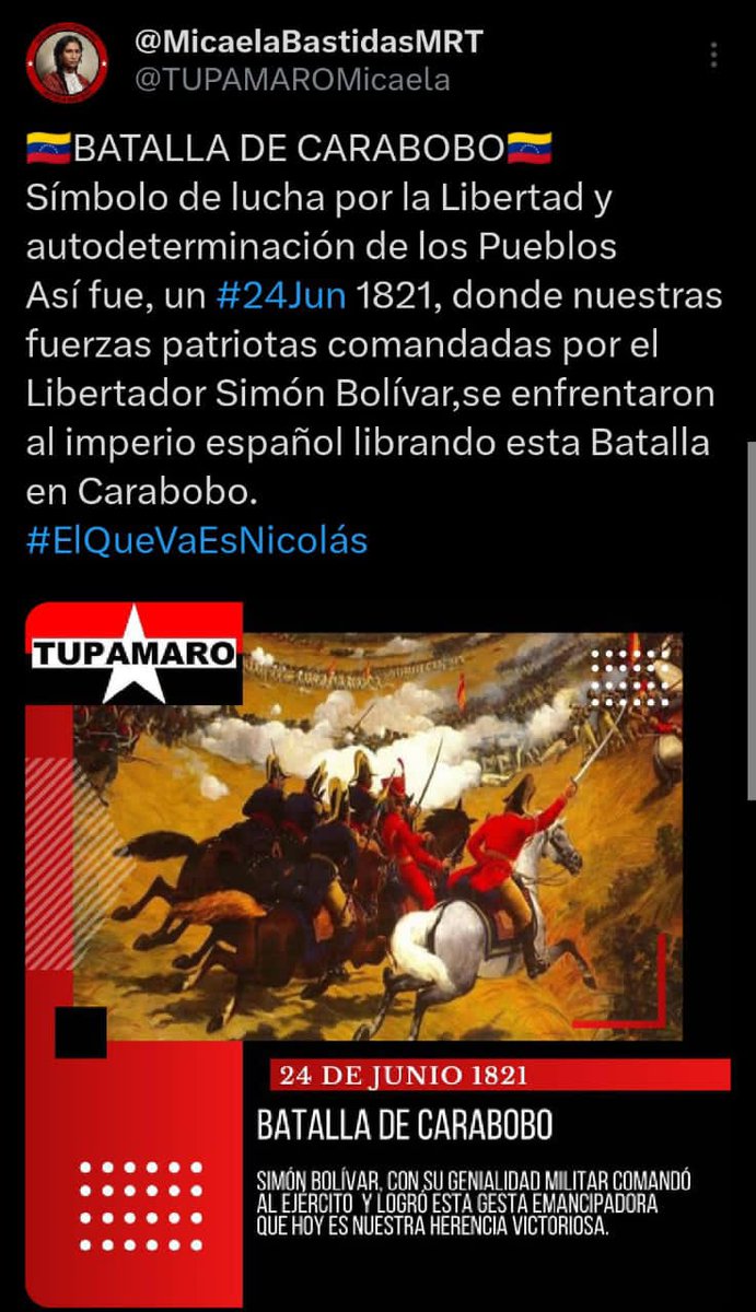 MRT Sucre hoy se conmemora los 203 años de la Batalla de Carabobo, viva Bolivar...